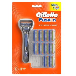 Gillette Fusion Razor Blades Pack of 10 + Razor for Men