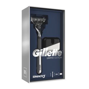 Gillette Mach3 Razor Limited Edition Gift Pack with Chrome Handle Razor and Razor Stand