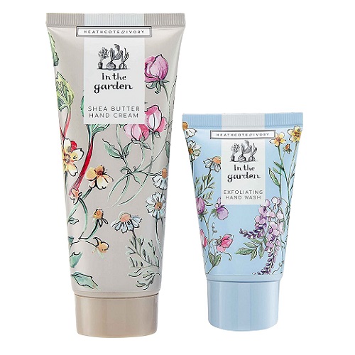 Heathcote and Ivory In The Garden Hand Care Tin, 100 ml Hand Cream and 50 ml Exfoliating Hand Wash