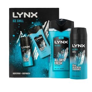 Lynx Ice Chill Duo Gift Set For Him, Body Spray 150ml & Body Wash 225ml