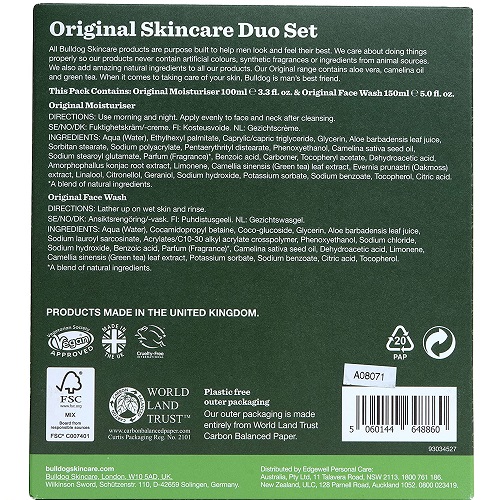 Bulldog Skincare Original Duo Set 2pc - 150ml Face Wash & 100ml Moisturiser