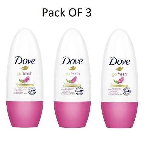 3 X Dove Go Fresh Pomegranat 48H Anti-Transpirant Deodorant Roll-On 50ml