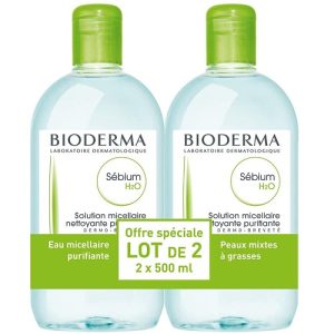 Bioderma Sebium H2O Micelle Solution, 2 x 500 ml