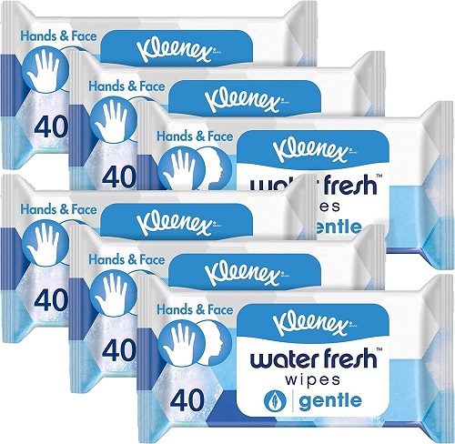 Kleenex Water Fresh Wipes with a Touch of Aloe + Vitamin E, 40 Count (Pack of 6)